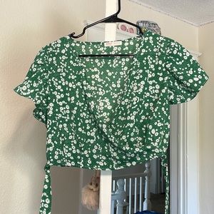 dark green crop with cross body ties